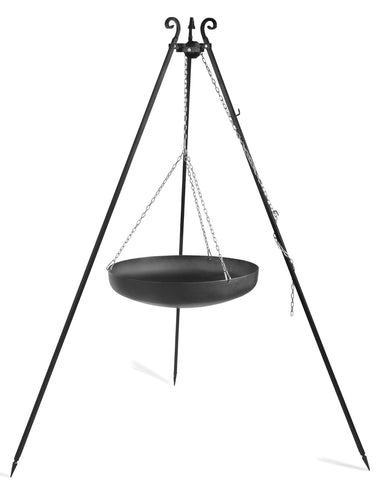 Cookking Wok am Dreibein, 180 cm Höhe, Rohstahl, 70 cm Durchmesser