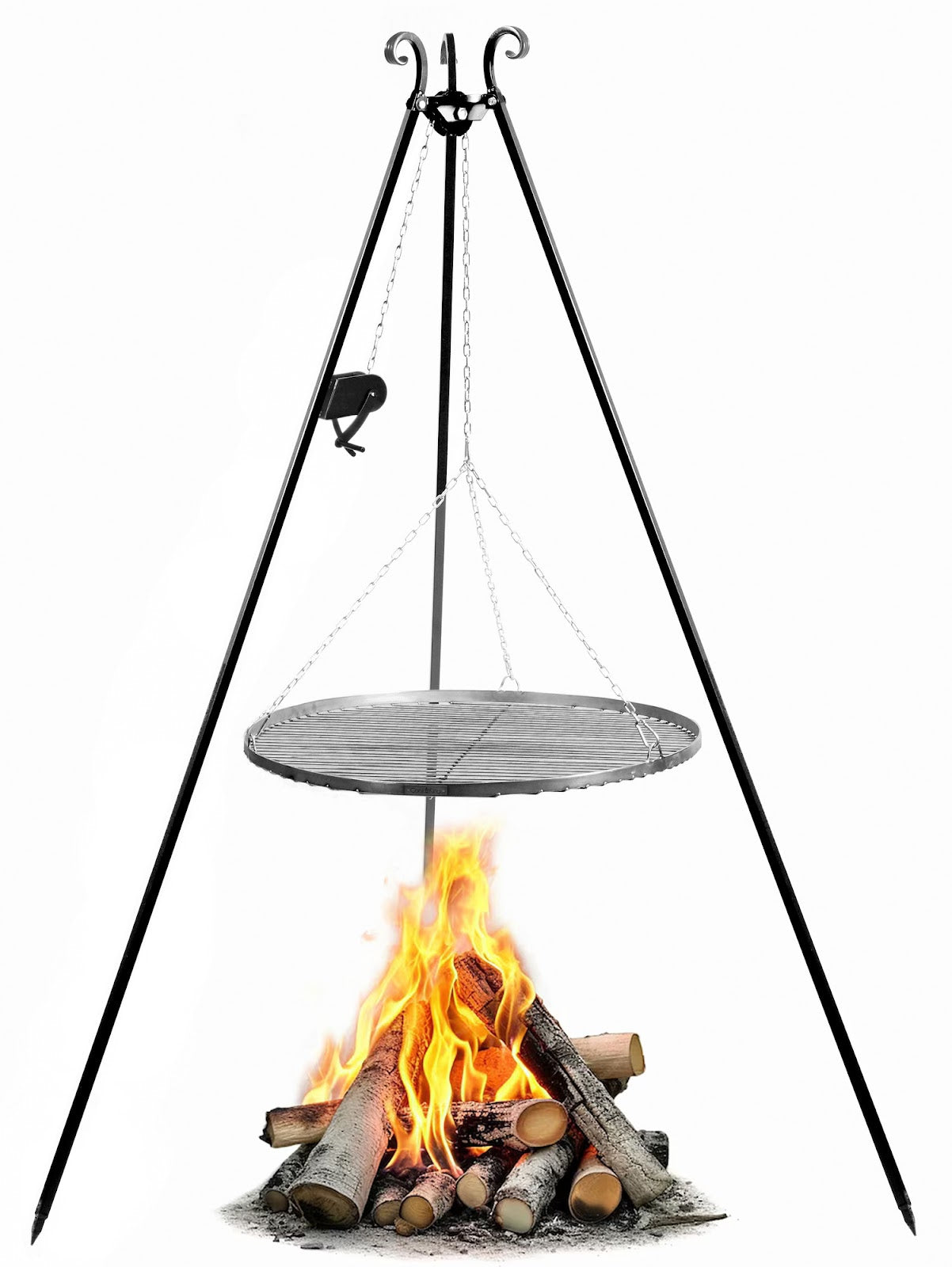 Cookking 180 cm Dreibein-Grill mit Winde und 60 cm Grillrost aus Naturstahl