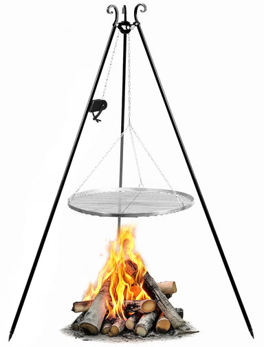 Cookking 180 cm Dreibein-Grill mit Winde und 60 cm Grillrost aus Edelstahl