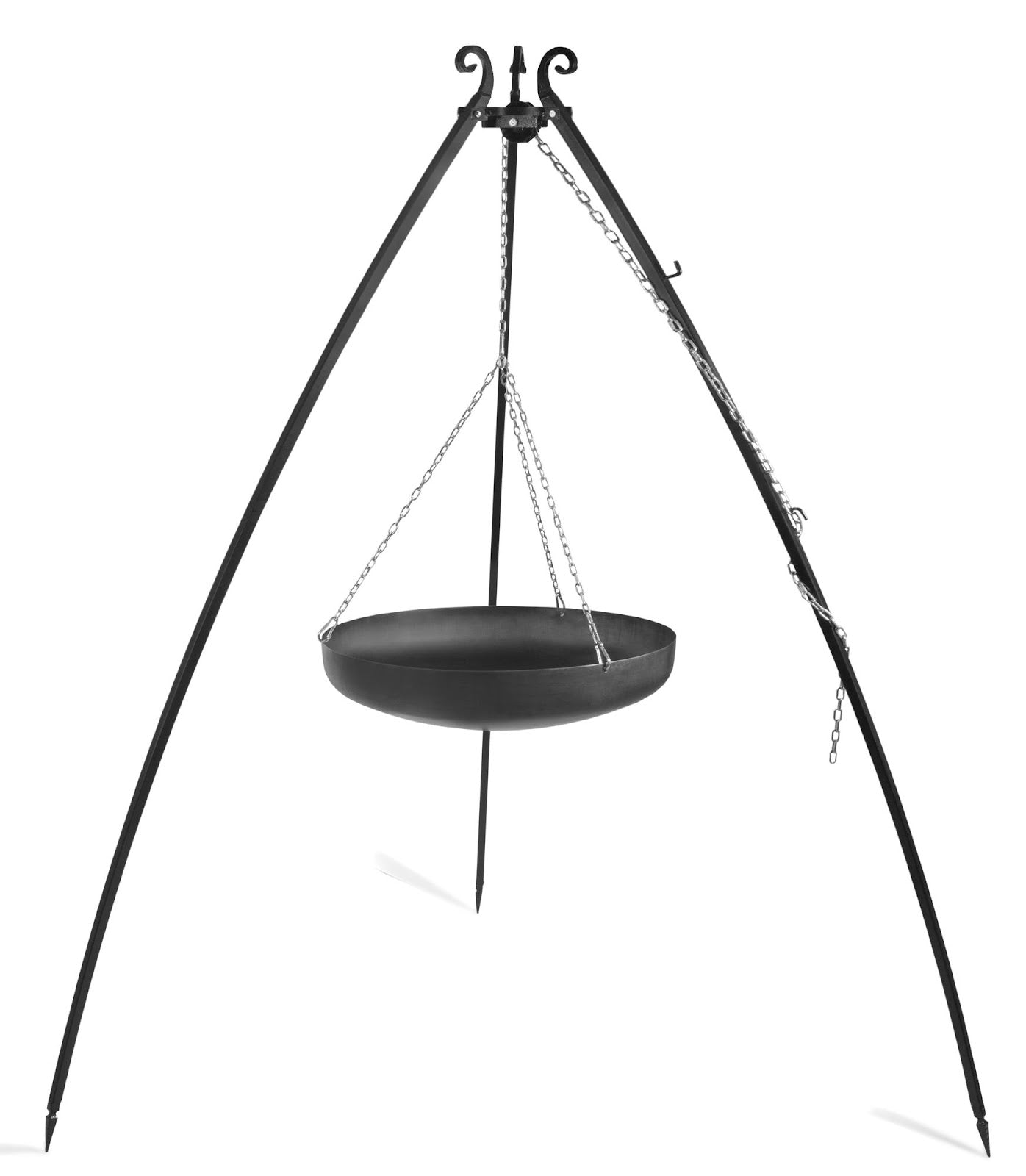 Cookking Wok am Dreibein, 200 cm Höhe, Rohstahl, 70 cm Durchmesser