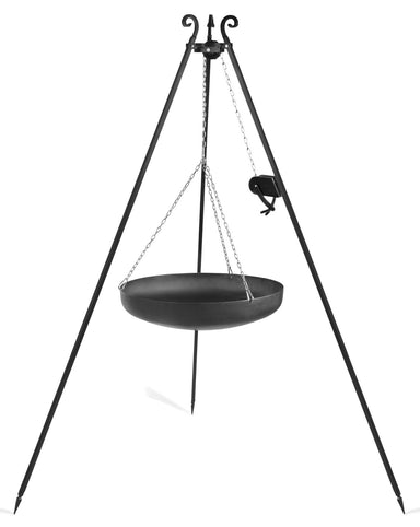 Cookking 180 cm Dreibein-Wok mit Winde und 70 cm Wok aus Naturstahl