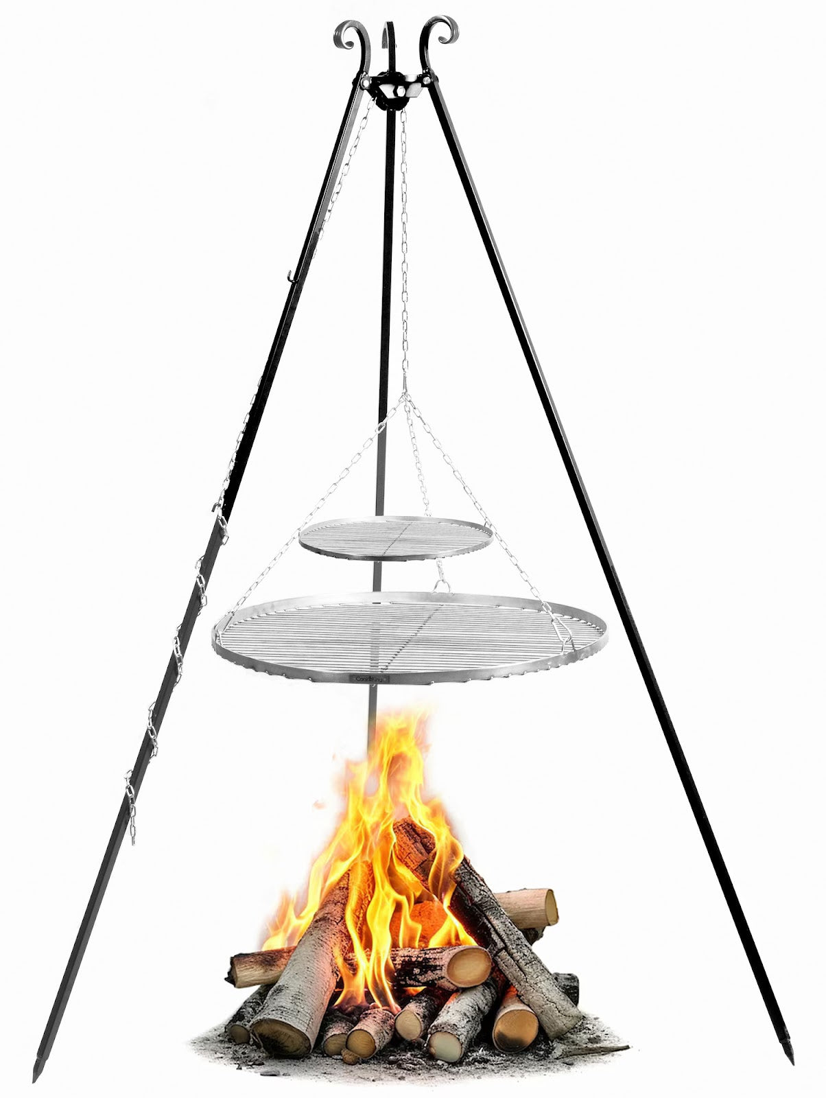 Cookking Schwenkgrill 180 cm - Doppelrost aus Edelstahl 70 cm + 40 cm