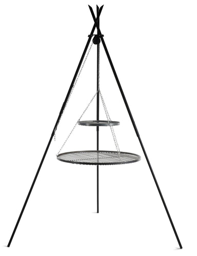 Cookking Schwenkgrill "TIPI" 210 cm - Doppelrost aus Rohstahl 80 cm + 40 cm