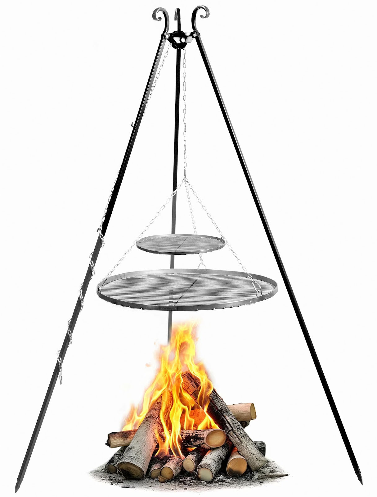 Cookking Schwenkgrill 180 cm - Doppelrost aus Rohstahl 70 cm + 40 cm