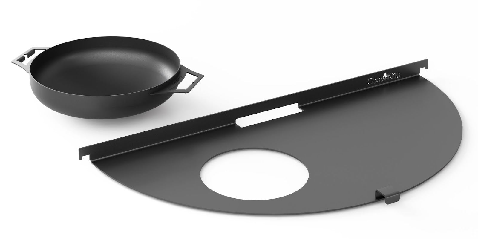 Cookking Halbrunde Grillplatte 78 cm für Feuerschale 80 cm – Wok 40 cm