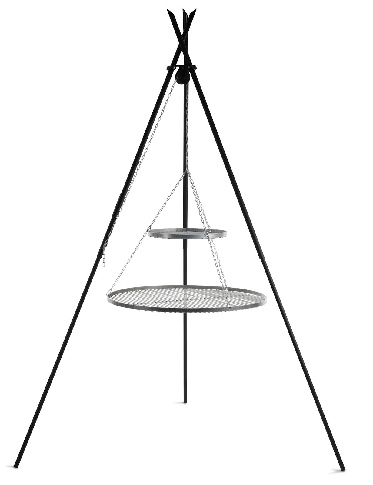 Cookking Schwenkgrill "TIPI" 210 cm - Doppelrost aus Edelstahl 70 cm + 40 cm