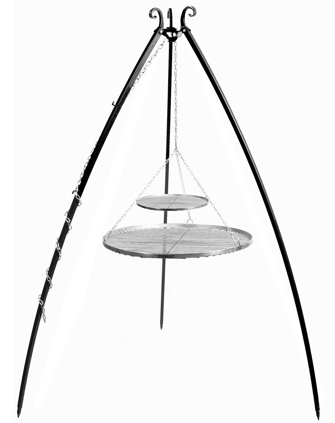 Cookking Schwenkgrill 200 cm - Doppelrost aus Edelstahl 80 cm + 40 cm