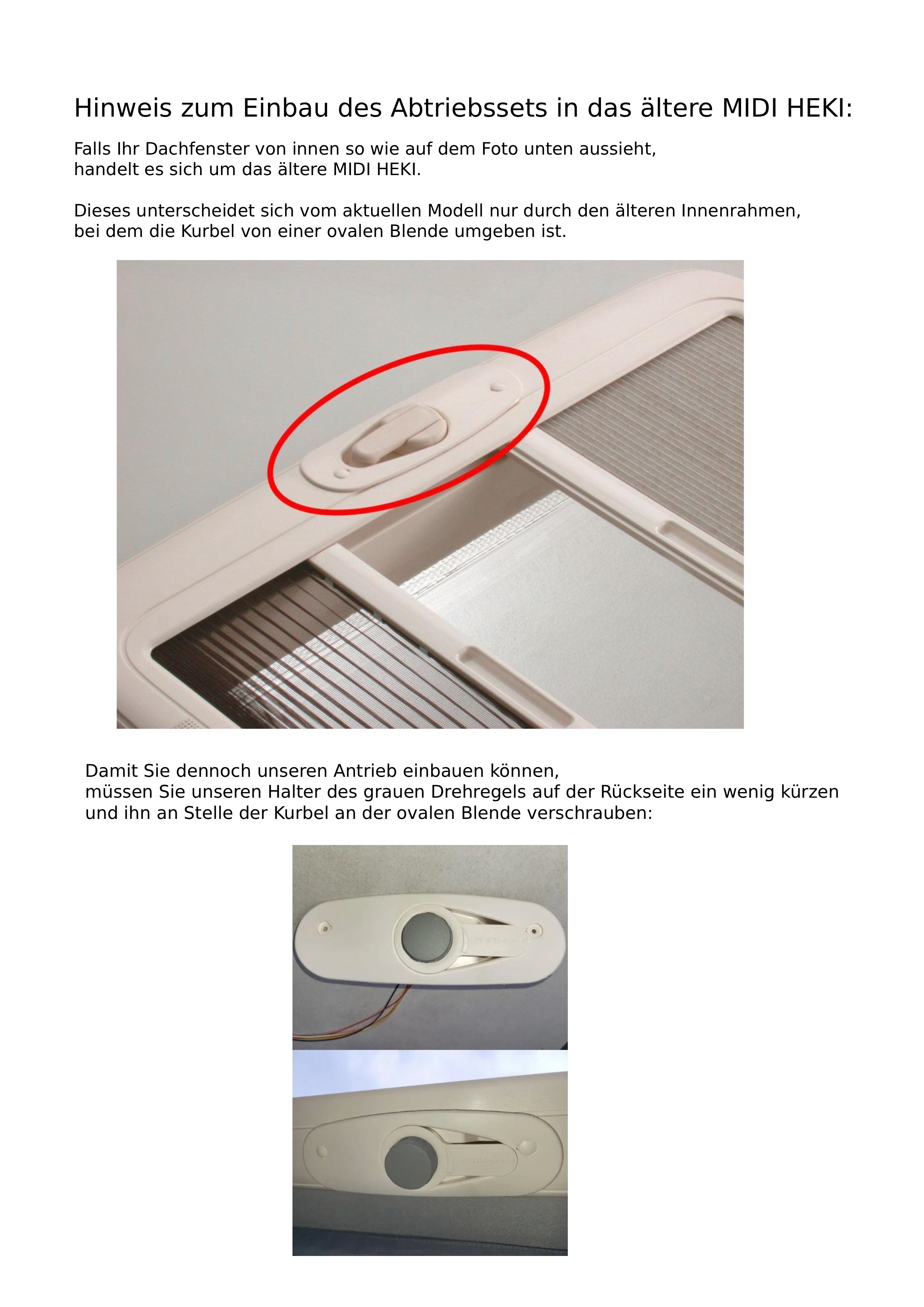 Elektrische aandrijfset voor Dometic HEKI Midi dakvenster