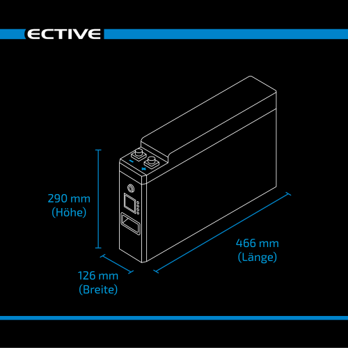 ECTIVE LC 150 SLIM LT 12V LiFePO4 Lithium Versorgungsbatterie 150Ah