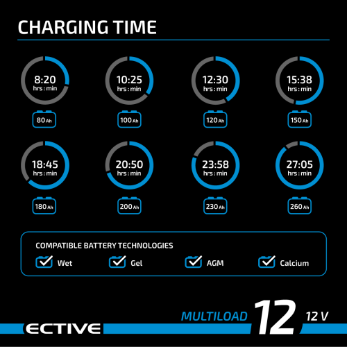 ECTIVE Multiload 12 12A/12V 8-Stufen Batterieladegerät