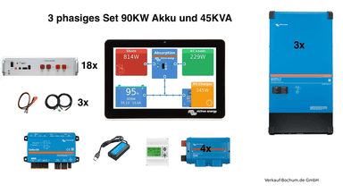 Set INDUSTRIE 3 Phasen 90KW Akku V5 45kva Multiplus-II - Verkauf-Bochum.de